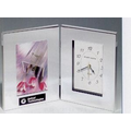 Combination Clock & Photo Frame in Polished Silver Aluminum
